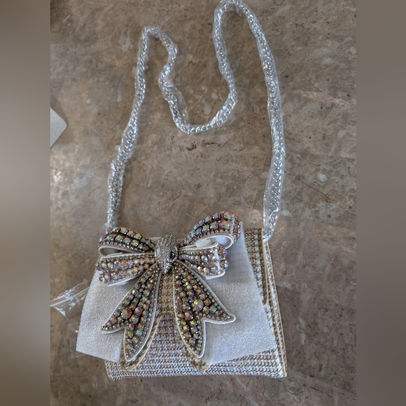 Kurt Geiger London Shoredicht Bow Wallet Beige Comb Shoulder Rightstone Bag New - Picture 10 of 15